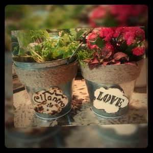 Pair of vintage farmhouse planters